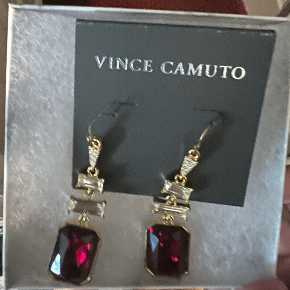 Vince Camuto Dream in Green Goldtone & Crystal Drop Earrings - Picture 2 of 4